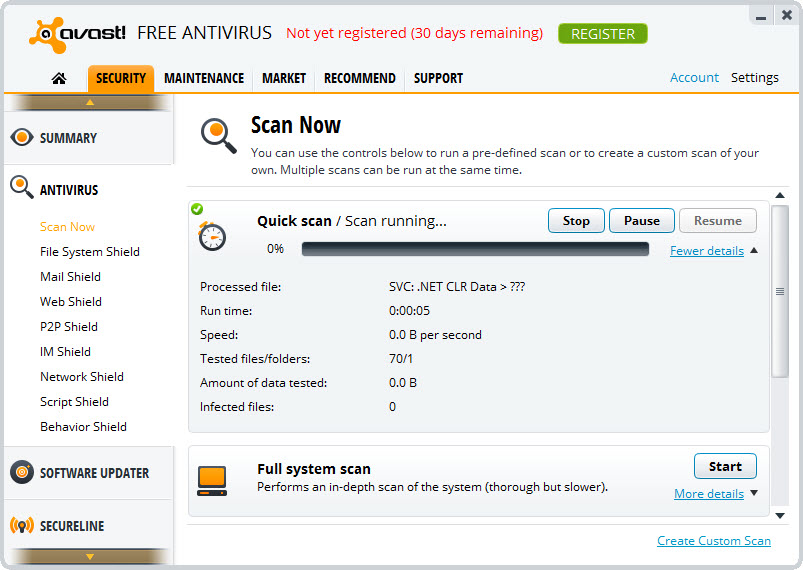 avast free boot scan